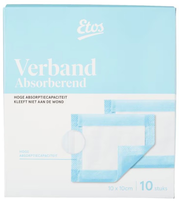 Etos Absorberend Verband 10 x 10 CM 10 stuks