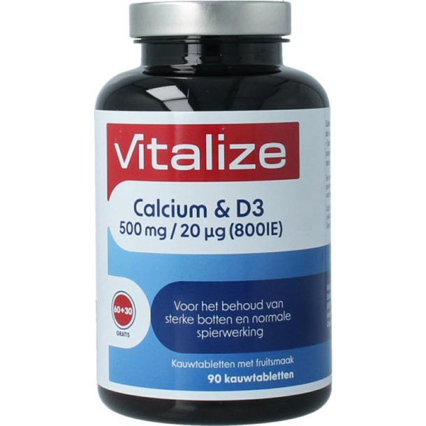 Vitalize Calcium & D3 (90 Kauwtabletten)