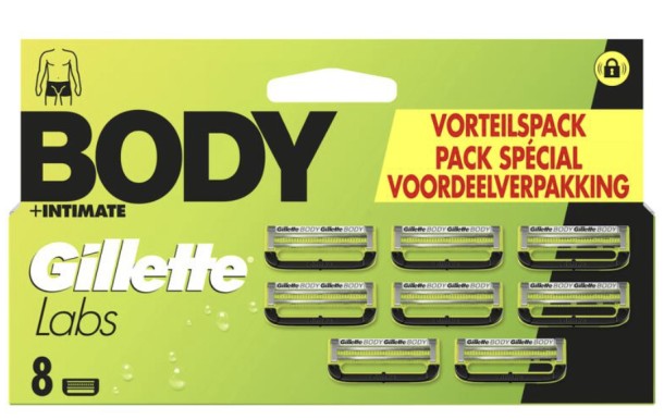 GilletteLabs Body + Intimate Navulmesjes 8 stuks