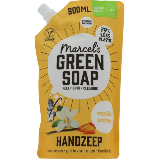 Marcel's Green Soap Handzeep Vanille & Amber Navulling (500 ml)