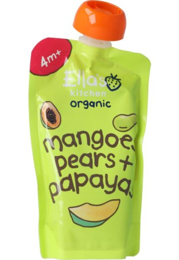 Ella's Kitchen Mangoes pears & papayas knijpzakje 4+ maanden bio (120 gr)
