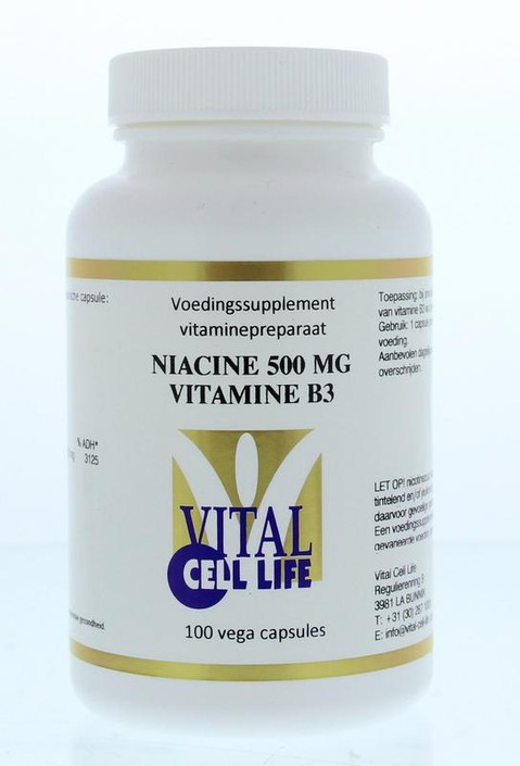 Vital Cell Life Vitamine B3 niacine 500 mg (100 Capsules)