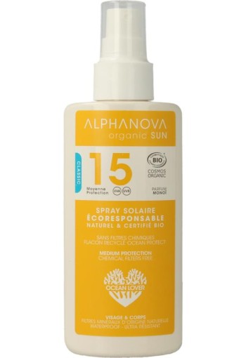 Alphanova Sun Sun spray vegan SPF15 (125 Milliliter)