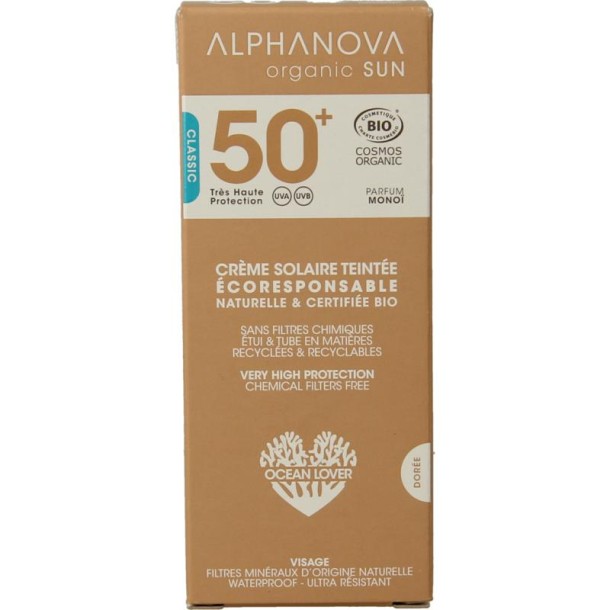 Alphanova Sun Sun gekleurde dagcreme classic vegan SPF50+ (50 Gram)