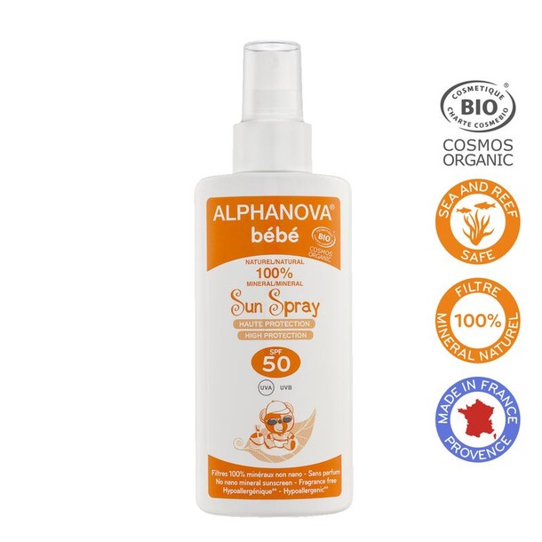 Alphanova Sun Sun zonnebrand spray baby zonder parfum SPF50 (125 Milliliter)