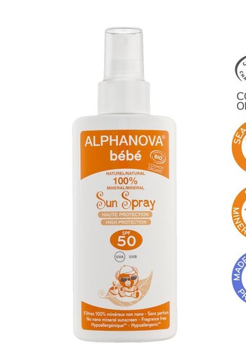 Alphanova Sun Sun zonnebrand spray baby zonder parfum SPF50 (125 Milliliter)