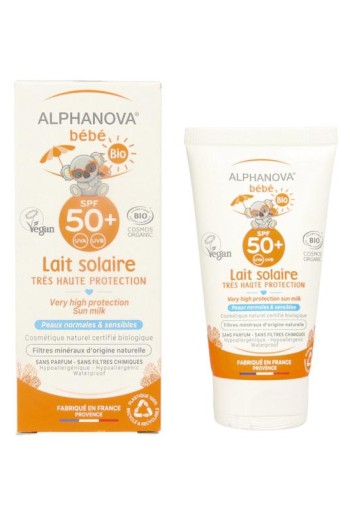 Alphanova Sun Sun zonnebrand milk baby zonder parfum SPF50 (50 Gram)