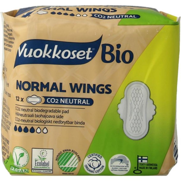 Vuokkoset Bio Maandverband normal wings (12 Stuks)