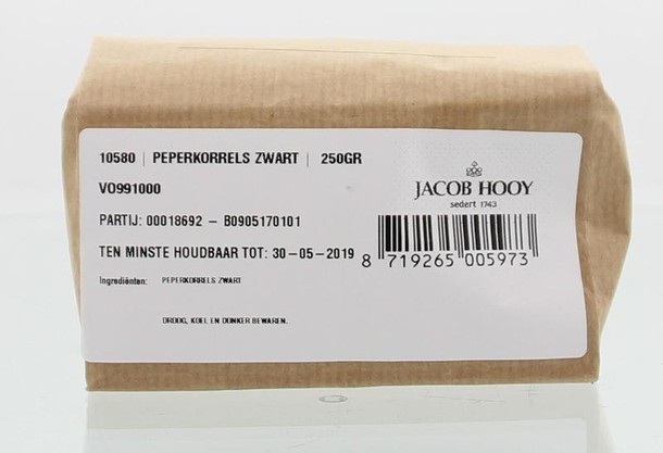 Jacob Hooy Peperkorrels zwart (250 Gram)