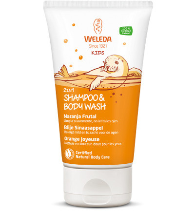 Weleda Kids 2 In 1 Shampoo & Body Wash Blije Sinaasappel 150ml