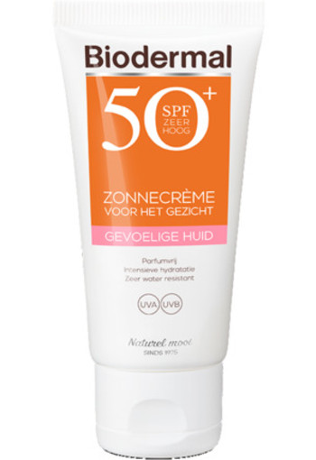 Biodermal Zonnecreme Gezicht Spf50+ Gevoelige Huid 50ml