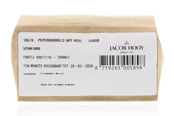 Jacob Hooy Peperkorrels wit heel (250 Gram)