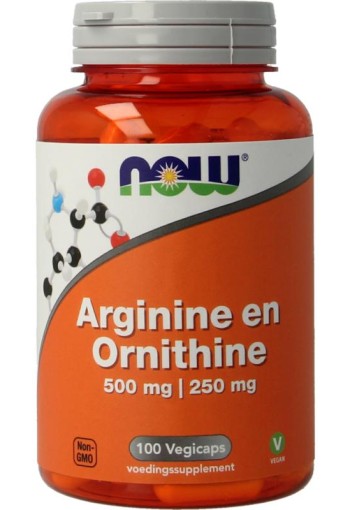 NOW Arginine & ornithine 500 / 250mg (100 Vegetarische capsules)