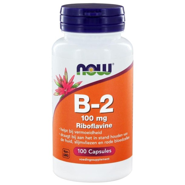 NOW Vitamine B2 100mg (100 Vegetarische capsules)