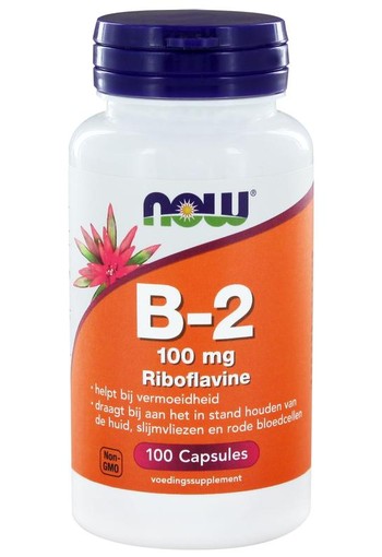 NOW Vitamine B2 100mg (100 Vegetarische capsules)