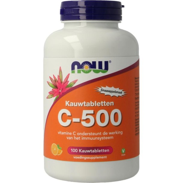 NOW C-500 kauwtabletten sinaasappelsmaak (100 Kauwtabletten)