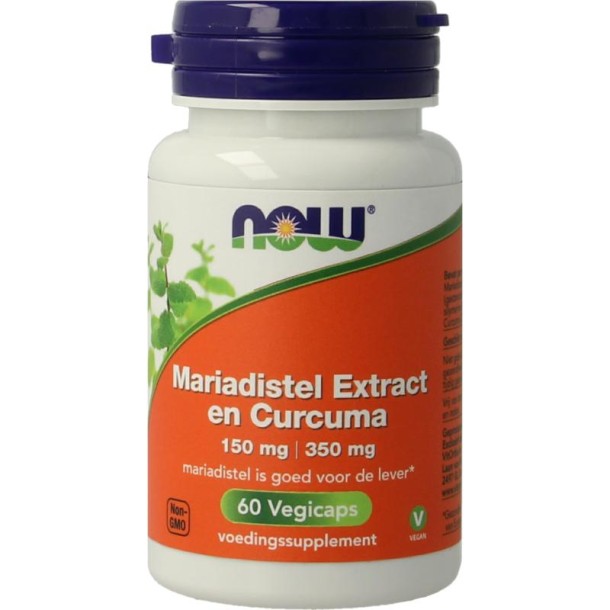 NOW Silymarine/mariadistel extract en curcuma (60 Vegetarische capsules)