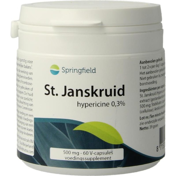 Springfield St. Janskruid 500mg - 0,3% hypericine (60 Vegetarische capsules)