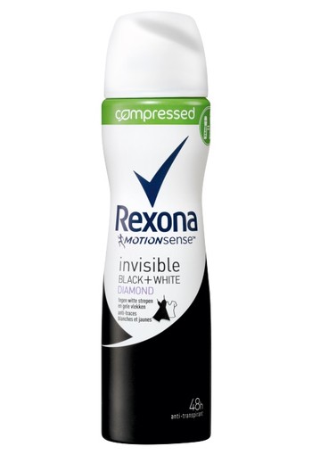 Rexona Invisible Black + White Diamond Aerosol Anti-transpirant Compressed voor vrouwen 75ml