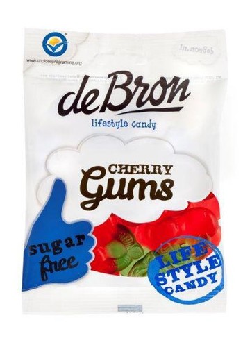 De Bron Kersen gums/cherry gums suikervrij (90 Gram)