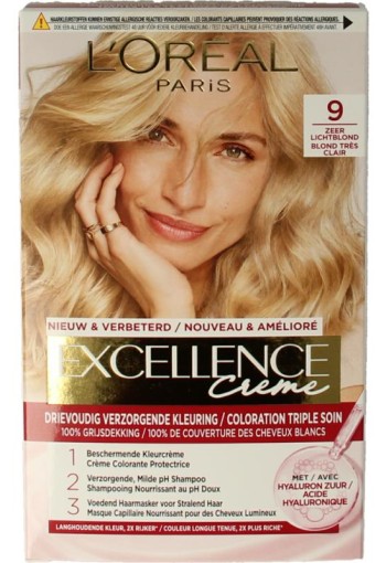 Loreal Excellence 9 zeer lichtblond (1 Set)