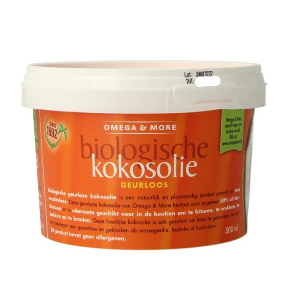 Omega & More Kokosolie geurloos bio (500 Milliliter)