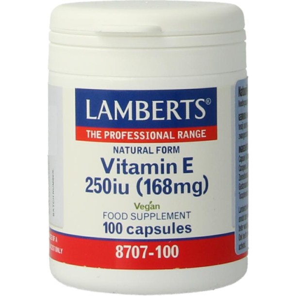 Lamberts Vitamine E 250IE natuurlijk (100 Vegetarische capsules)