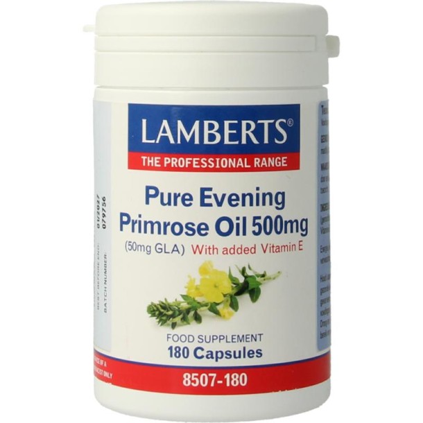 Lamberts Teunisbloemolie 500mg (pure evening primrose oil) (180 Vegetarische capsules)