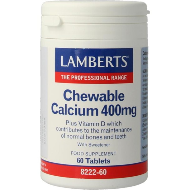 Lamberts Calcium 400mg kauwtabletten + Vit. D en Fos (60 Kauwtabletten)