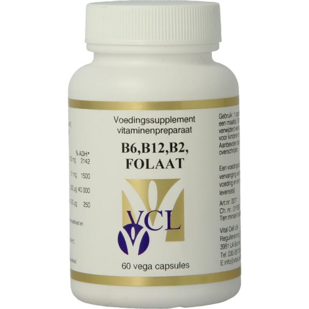 Vital Cell Life Vitamine B6/B12/B2 folaat (60 Capsules)