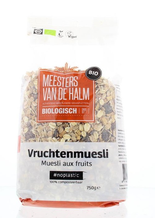 De Halm Muesli vruchten eko bio (750 Gram)