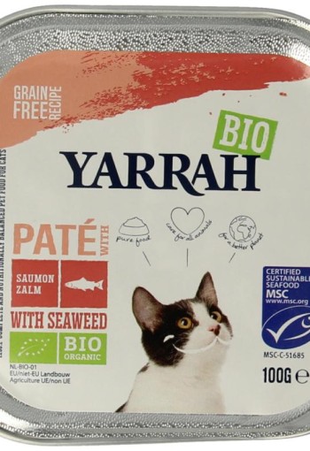 Yarrah Kattenvoer pate met zalm bio (100 Gram)