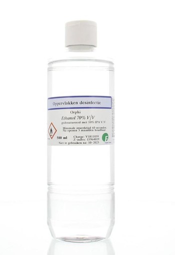 Orphi Alcohol ethanol 70% klepdeksel 10% isopropanol (500 Milliliter)