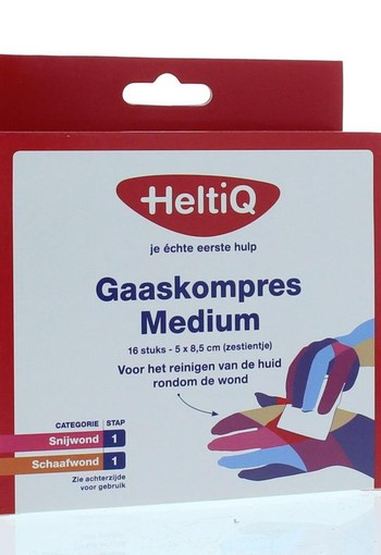 Heltiq Gaaskompres 8.5 x 5cm zestientje (16 Stuks)