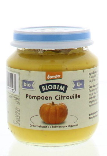 Biobim Pompoen puree 4 maanden Demeter bio (125 Gram)