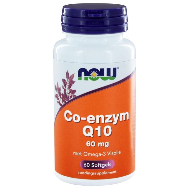 NOW Co-enzym Q10 60 g met omega-3 visolie (60 Softgels)