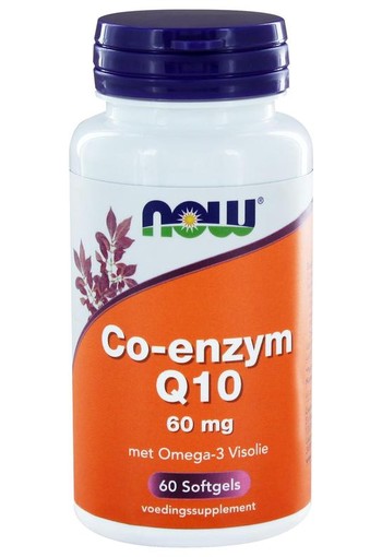 NOW Co-enzym Q10 60 g met omega-3 visolie (60 Softgels)
