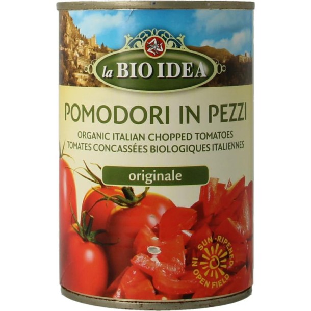 Bioidea Tomatenstukjes in blik bio (400 Gram)