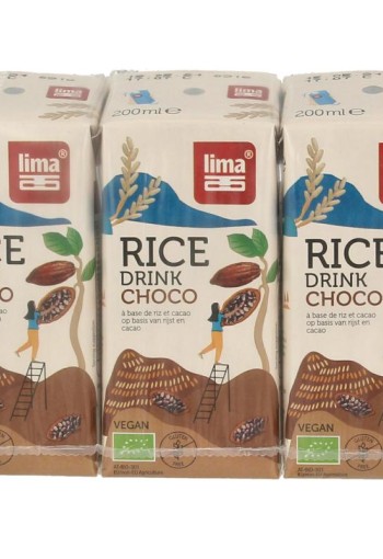Lima Rice drink choco calcium 200ml bio (3 Stuks)