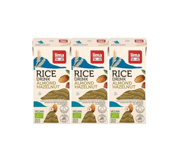 Lima Rice drink hazelnoot-amandel 200ml bio (3 Stuks)