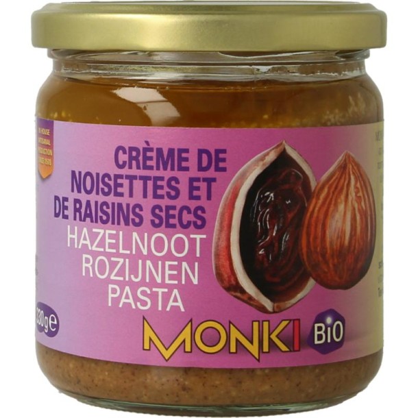 Monki Hazelnoten-rozijnenpasta eko bio (330 Gram)