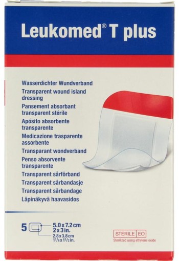 Leukomed Transparant wondverband T plus 5cm x 7.2cm (5 Stuks)