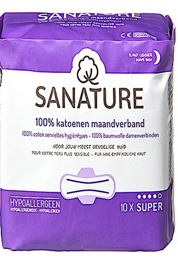 SANATURE 100% KATOENEN MAANDVERBAND NACHT