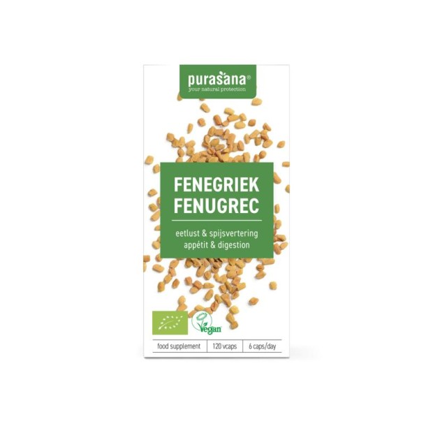 Purasana Fenegriek vegan bio (120 Vegetarische capsules)