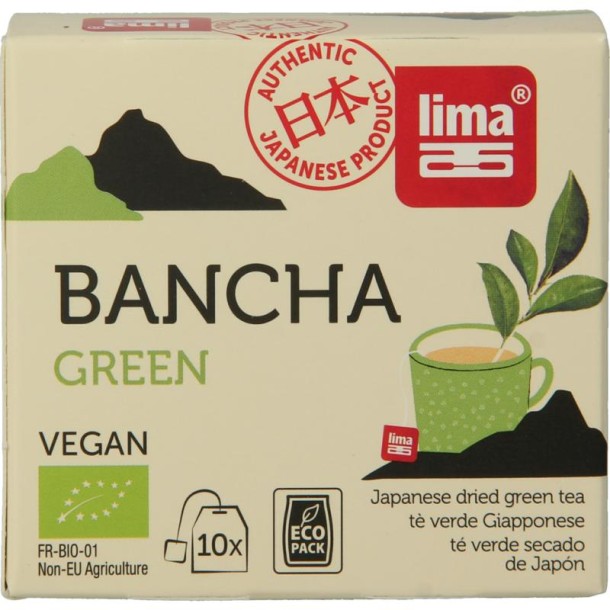 Lima Green bancha thee builtjes bio (10 Zakjes)