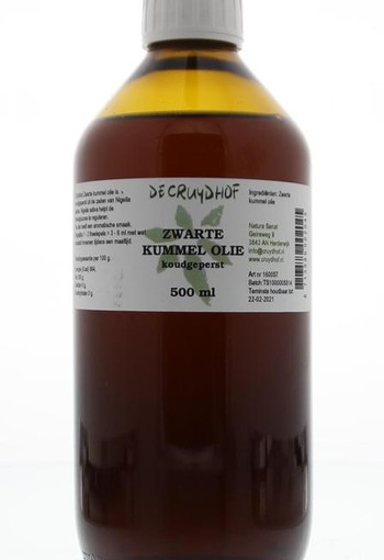 Cruydhof Zwarte kummel olie koudgeperst (500 Milliliter)