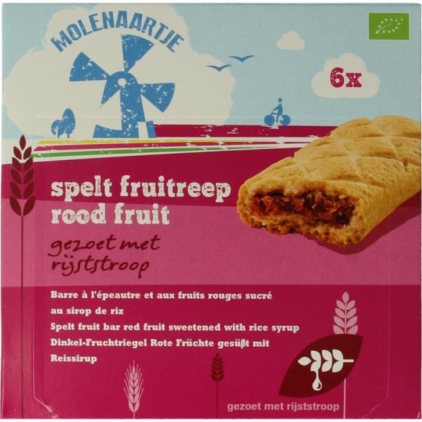 Molenaartje Spelt fruitreep rood fruit bio (180 Gram)