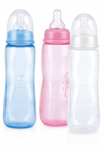 Nuby Fles standaard medium flow speen 240ml (1 Stuks)