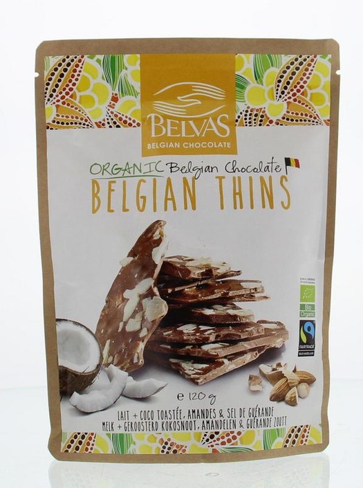 Belvas Thins melk kokos amandel bio (120 Gram)