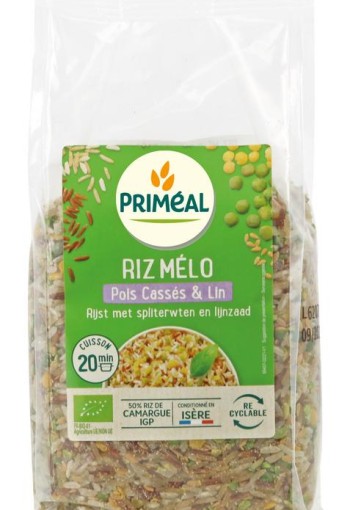 Primeal Rijst met spliterwten en lijnzaad bio (500 Gram)